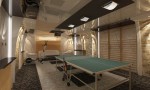 Спортивная комната с теннисом в цокольном этаже в 2-х этажном коттедже с мансардой