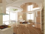 Дизайн гостиной, кухни-столовой в коттедже