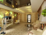 Спортивная комната отдыха с камином в 6-ти комнатной квартире в Екатеринбурге