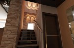 Дизайн интерьера лестницы в коттедже с мансардой