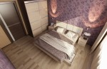 Дизайн интерьера спальни в номере коттеджа для отдыха