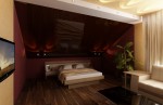 Дизайн интерьера спальни в номере коттеджа для отдыха