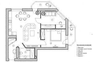 Дизайн интерьера трёхкомнатной квартиры