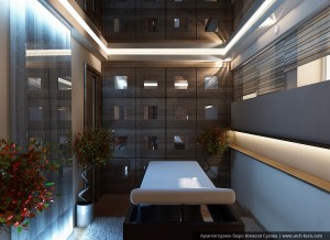 Цокольный этаж. Дизайн массажного кабинета