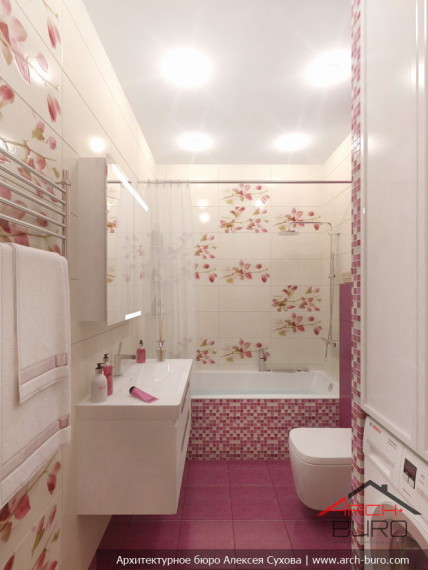 Ванная комната. Дизай интерьеров 3 комнатной квартиры, г. Хабаровск