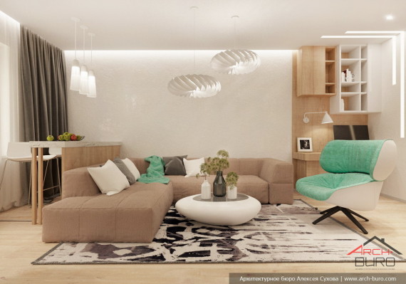 Дизайн гостиной в квартире для молодой семьи
