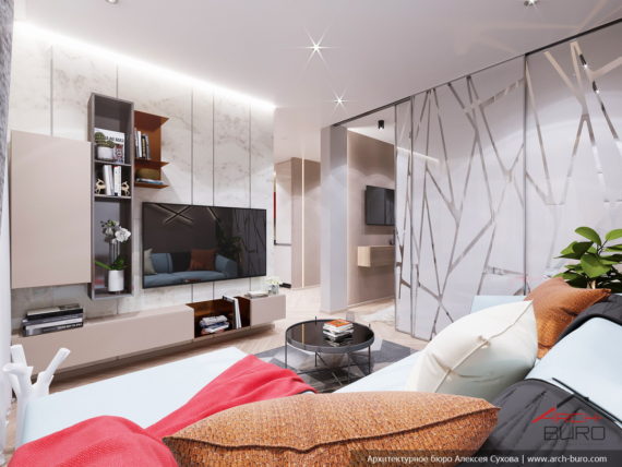 Применение 3д панелей в дизайне небольшой квартиры. Интерьер гостиной