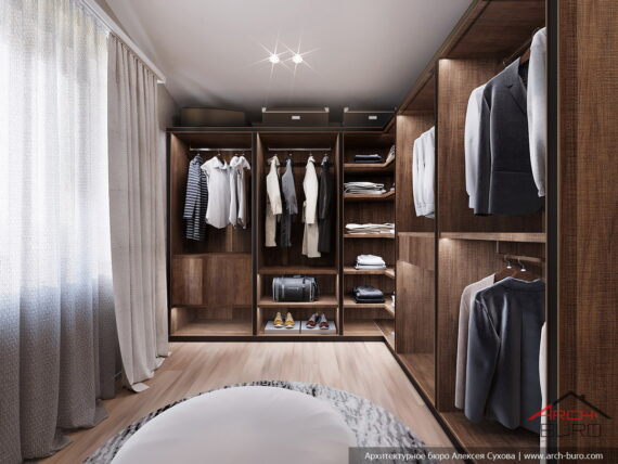 Дизайн гардеробной в спальне